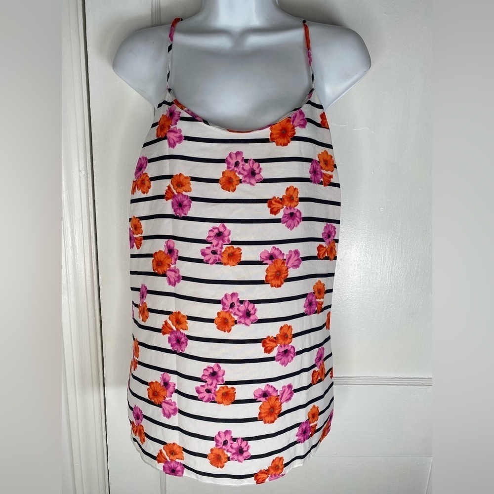J. Crew Floral Striped Camisole in Pink and Orange